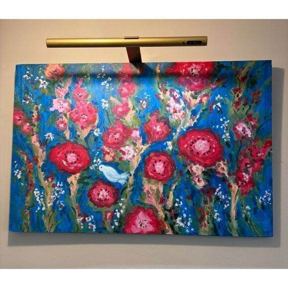 Anthropologie” I am better in Poppies Garden” Oil Painting on canvas By Vadal - Picture 2 of 9